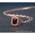 925 Sterling Silver Rose Gold Ruby Necklace Pendant